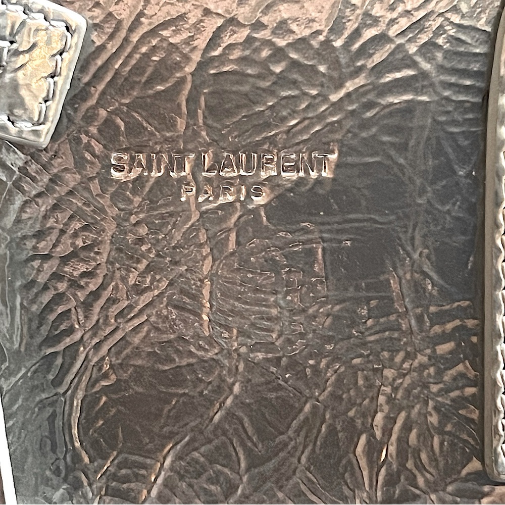 SAINT LAURENT LEATHER SAC DE JOUR! PRISTINE! SILVER CRACKLED LEATHER! WORN ONCE! - Picture 13 of 13